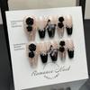 [Puro tiro manual real] gelo manual puro através de nail art linha preta Camélia preta borboleta flash Diamond Pearl usar armadura