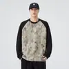 Sudadera de aire retro americana de 360g para hombre, nueva sudadera raglán de manga larga de moda primavera/otoño 2026 para hombre