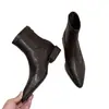 Botas Delgadas de Moda con Sentido del Diseño, Zapatos de Salón de Nicho con Tacones Gruesos, Botines Versátiles para Otoño e Invierno, Nuevo Estilo Francés 2025