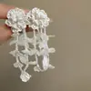 Brincos de Franja Flor de Cristal com Agulha Prateada Estilo Xiaohongshu, Brincos Frescos e Modernos de Verão, Acessórios de Orelha Doces e Versáteis
