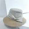 Novo Coreia do Sul 2025 Novo Chapéu de Pescador com Aba Grande Preparação Protetor Solar Chapéu de Bacia Pequena Mostrando o Rosto Feminino com Laço