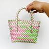 Bolso DIY Bolso Tejido Bolso de Plástico Bolsa de Regalo Bolsa de Empaque Bolsa de Regalo de Retorno para Bebé Bolsa de Dulces Bolso Rayado con Bloques de Color