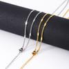Collar de acero de titanio con lentejuelas prensadas en un lateral, cadena de clavícula de acero de titanio galvanizado en oro real de 18 quilates, accesorios de joyería de cadena lisa DIY