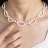Collar de Múltiples Capas con Colgante de Corazón Burbuja con Lazo y Perlas de Imitación para Mujer - Joyería de Moda - Regalo de Vacaciones