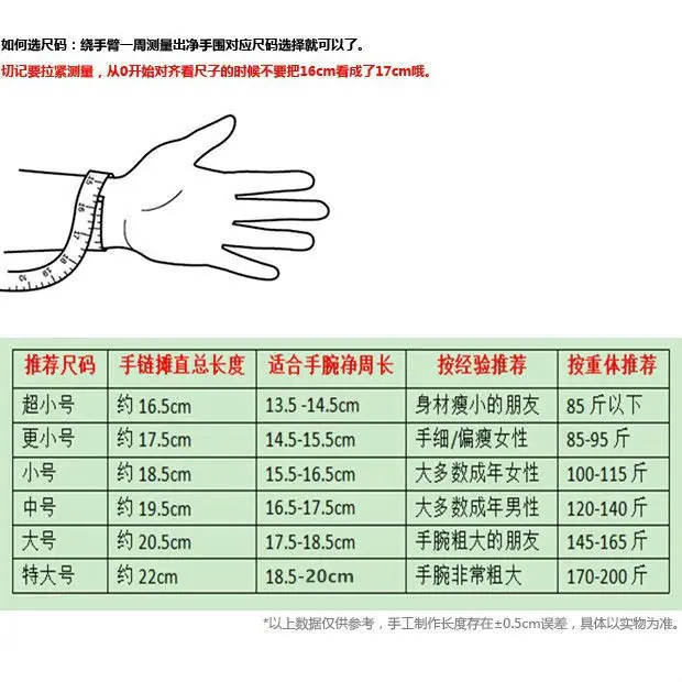 身高体重与手链大小对应表_