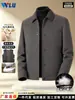Abrigo de lana doble cara hecho a mano para otoño e invierno para hombre, chaqueta de lana con solapas, prenda superior cálida con forro de plumón para mediana edad para hombre