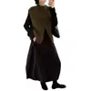Novo colete cardigã de gola redonda 100% lã para outono, solto e modelador, colete base de cashmere
