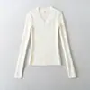 Outono e Inverno 2025 Estilo Preguiçoso Decote V Tricot de Manga Comprida Tricot Feminino Novo Design Look Emagrecedor