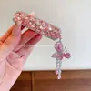 Grampo de Cabelo Borboleta de Cristal Rosa Exquisito Totalmente Cravejado de Diamantes para Mulheres 2025 Novo Pingente de Pérola Clipe Lateral Clipe Bb de Alta Qualidade