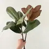 Planta Verde Artificial Nórdica Folha de Magnólia Filme Sensação Folha Falsa Área de Verdejamento de Hotel ao Ar Livre Material de Flor para Paisagismo