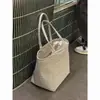 Bolsa Tote de Lona Listrada Feminina Grande Capacidade Ombro Único para o Dia a Dia Simples Versátil Nova Bolsa de Lona 2026