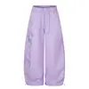 Pantalones Casuales de Pierna Ancha con Letras de Pedrería Hot-Fix Estilo Retro Americano para Mujer, Pantalones de Chándal Sueltos, Cintura Elástica Adelgazante, Pantalones de Caída Larga