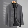 Casaco de Inverno Tang para Homens de Meia-Idade e Idosos, Jaqueta de Penas Espessa, Roupa de Pai Estilo Chinês para Pessoas Idosas e Avô, Jaqueta Quente Estilo Chinês