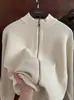 Nuevo suéter de punto para hombre de otoño e invierno, estilo "old money" americano, cuello alto, corte casual y relajado, top de manga larga con cremallera