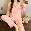 Cardigan de pijama feminino de alto valor, com laço doce de menina suave, tecido enrugado coreano ins, manga longa, atacado