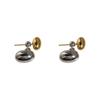 Diseño de nicho de sal de moda exquisitos aretes de botón de alta calidad aretes ovalados de metal con forma de frijol un arete de dos piezas para mujer