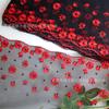 Fábrica en stock Rojo Negro Malla Bordada Encaje Pequeña Margarita Bordada Ropa Interior Sujetador Niños Encaje Accesorios