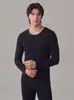Ropa interior térmica ligera240g Súper elástica para hombre con cuello alto-bajo, terciopelo alemán, calentamiento rápido, cepillado por ambos lados para abrigar