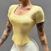 Regina Antibacteriana Gelo Seda Modal Fitness Yoga Camiseta Manga Curta Decote U Top Esportivo para Corrida Respirável Secagem Rápida