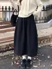 Nueva falda midi de estilo coreano para mujer para otoño e invierno con cintura elástica, falda calabaza, holgada y estilizada, versátil falda midi de línea A