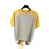 Camiseta de manga corta raglán de seda de hielo fresca estilo coreano de verano para mujer, top fino, corte holgado, talla grande, camiseta básica de cuello redondo