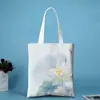 Bolsa de lona tipo tote con estampado de tinta china, un bolso simple y artístico para mujer, adecuado para el uso diario y para ir al trabajo.
