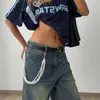 Acessórios Transfronteiriços Europeus e Americanos, Corrente de Jeans com Pingente de Cruz de Strass Estilo Minimalista, Corrente de Cintura com Contas de Pérola Falsa Estilo Ins