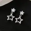 Aretes de Plata Huecos de Estrella de Cinco Puntas Estilo Coreano, Lujo Ligero, Gama Alta, Aretes Elegantes, Estilo Simple y Fresco, Aretes Versátiles