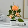 Bonsái Pequeño de Rosa Creativa Flor Artificial Adornos de Decoración para el Hogar Accesorios para Fotografía Flores Artificiales Flores Artificiales Plantas Artificiales en Maceta
