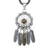 Pendente Indiano de Pena em Prata de Lei 925 Atacado Pendente Masculino e Feminino Prata Tailandesa Tendência Joia de Personalidade Vintage Desgastada