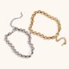 Ropa de Trabajo Europea y Americana Versátil de Nicho Elegante Retro Joyería Acero Inoxidable Chapado en Oro de 14K Cadena Gruesa Redonda Tobillera