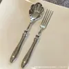 Juego de Cubiertos Estilo Occidental Cuchillo y Tenedor Acero Inoxidable 304 Gama Alta Lujo Cuchara Engrosada Mango Ovalado Cuchillo para Filete Tenedor Cuchara