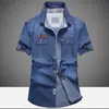 Suministro del fabricante: Camisa de Mezclilla de Manga Corta para Hombre de Verano, Camisa de Mezclilla Suelta Casual 3106, Casual y Versátil