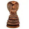 Caja pequeña de boj antiguo envejecido con hoja pequeña, serpiente finamente tallada, adorno de Buda Shakyamuni, colección antigua, artesanía, decoración del hogar