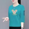 Comércio Eletrônico Transfronteiriço Comércio Exterior Camiseta de Sete Mangas Feminina Mãe de Meia-Idade Elegante Redutora de Idade Top Solto Emagrecedor