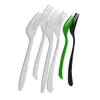 Cucharas Desechables, Set de Cuchillo, Tenedor y Cuchara de PLA Biodegradable, Empaquetado Individualmente, Venta Directa, Vajilla Ecológica para Llevar