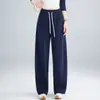Pantalones Deportivos Blancos Estilo Americano con Cuchillo Curvo para Mujer Estilo Nuevo de Principios de Otoño Holgados con Caída Pantalones para Caminar Casuales de Pierna Ancha Pantalones Banana