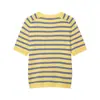 Venta al por mayor transfronteriza 2026 Moda europea y americana versátil casual simple de manga corta con cuello redondo tejido a rayas para mujer A37371