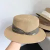 Sombrero de Paja Artístico Retro Estilo Francés, Sombrero de Paja Plano de Moda y Sencillo, Sombrero de Playa con Protección Solar para Vacaciones en la Playa
