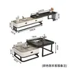 Mesa de centro italiana sala de estar hogar superficie brillante mesa de centro de placa de roca lujo ligero moderno simple apartamento pequeño madera maciza cuadrada mesa auxiliar