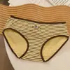 Roupa íntima feminina canelada 100% algodão penteado, 50 unidades, estilo vintage americano listrado, com entrepernas estendida, estilo esportivo, tanga 100% algodão