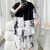 Novo Conjunto de Camisa com Costura Estilo Chinês Verão Tamanho Grande Plus Size Masculino Solto Bonito Casual Camisa Shorts