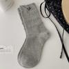 Calcetines de Media Pantorrilla para Mujer Primavera y Otoño Encaje de Burbujas Calcetines Caídos Estilo Miu Calcetines Largos Sencillos Algodón Puro Calcetines para Mujer Venta al por Mayor
