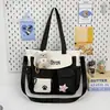 Nova Bolsa de Ombro Grande e Colorida para Estilo Soft Girl, Nova Bolsa de Alto Visual para Estudantes, Perfeita para Aulas Extras