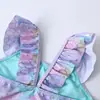 Nuevo traje de baño de una pieza con escamas de sirena doradas para niñas niños 2022