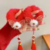 Pinzas para el Cabello Rojas de Año Nuevo para Niños, Ambiente Festivo, Pinzas Laterales, Pasadores, Lindos Accesorios para el Cabello de Niña Pequeña, Tocado Doble Pinza