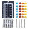 Caja de Fusibles de Hoja de 6, 8, 10, 12 Vías con Indicador LED Rojo Juego de Soportes para Fusibles