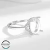 Anillo Popular para Mujer con Forma de Hoja Base Abierta de Cobre para Montar Joyería DIY Incrustado Oval 10*12 Cabujón Plata Imitación S925