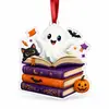 Colgante Acrílico Tema Libro de Magia de Halloween - Momia, Murciélago, Calabaza - Regalo Creativo para Amantes de los Libros