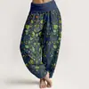Pantalonas Casuais Versáteis de Moda Estilo Novo Europeu e Americano Transfronteiriço com Estampa Digital 3D Algodão Puro Estampado Diretamente Pantalonas Thai Femininas para Primavera e Verão